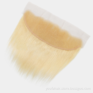Wholesale Real Virgin Human Hair Silk Straight 13X6 613 Blonde Transparent Lace Frontal Brazilian Hair HD Swiss Lace Frontal